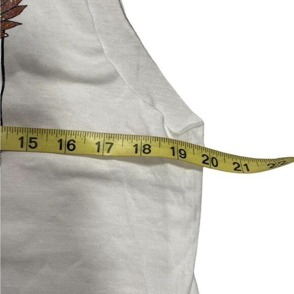 Backstage Customs white sleeveless cropped fringe Nashville tee size medium - Picture 5 of 7